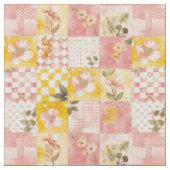 Tissu Courtepoint vintage patchwork rose pastel jaune (Fermer)