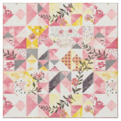 Tissu Courtepoint vintage patchwork rose pastel jaune (Fermer)
