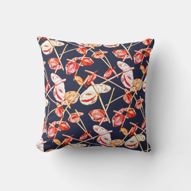 Tissu Coussin Fleurs d'Anthurium Rouge (Recto)