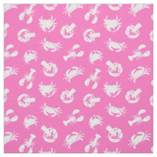 Tissu Crabe et homard Motif de fruits de mer blancs sur 
