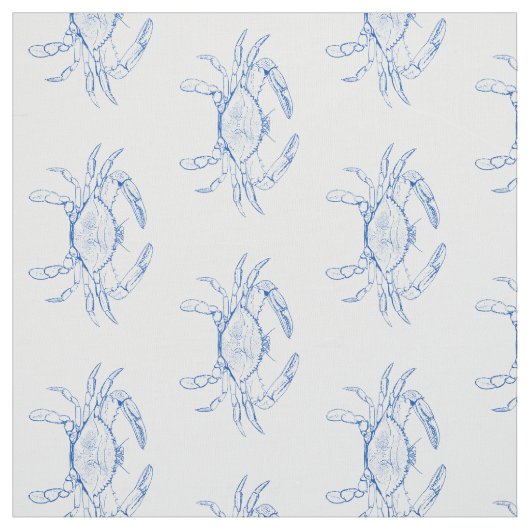 Tissu Crabes bleus et blancs du littoral (Échantillon)