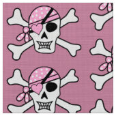 Tissu Crâne de fille pirate et os rose (Fermer)