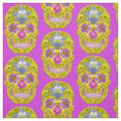 Tissu Crâne de fleurs 3 (Échantillon)