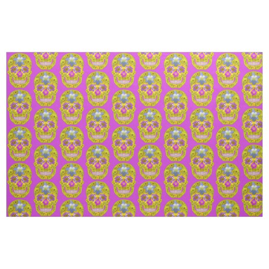 Tissu Crâne de fleurs 3 (Fat Quarter)