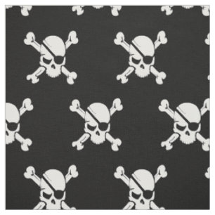 Tissu Crâne de pirate noir et blanc