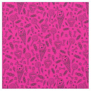 Tissu crâne d'os de glace d'Halloween poison rose