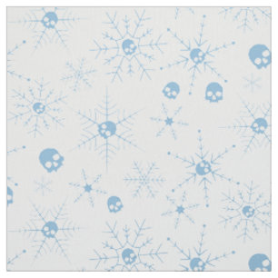 Tissu Crâne effrayant Creepmas Noël Snowflakes Bleu