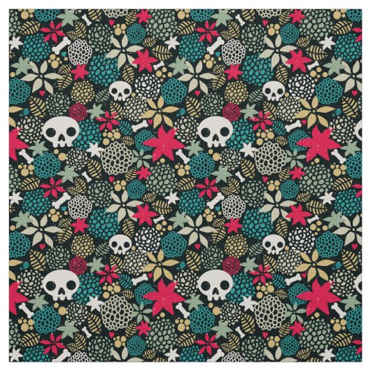 Tissu Crâne en fleurs (Échantillon)