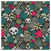 Tissu Crâne en fleurs (Fermer)