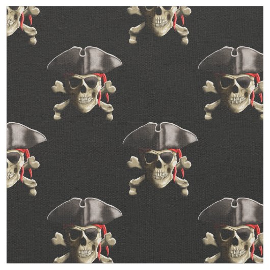 Tissu Crâne et casquette de pirate (Fermer)