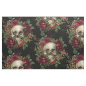 Tissu Crâne et Rose | Noir (Fat Quarter)