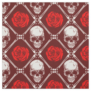Tissu crâne et roses
