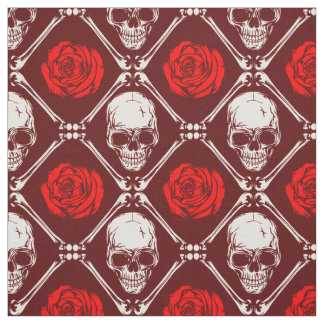Tissu crâne et roses