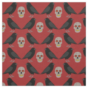 Tissu Crâne gothique et ravens du gardien Halloween