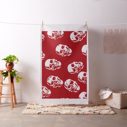 Tissu Crâne moderne rouge (In Situ)