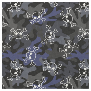 Tissu Crâne Motif de camo bleu gris noir