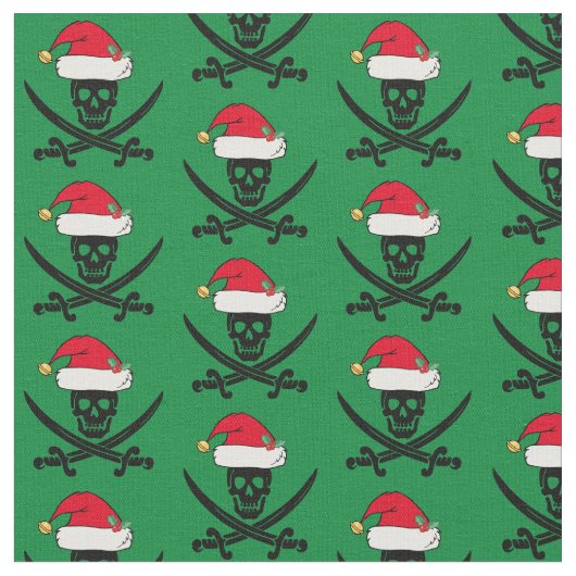 Tissu Crâne pirate de Noël (Fermer)