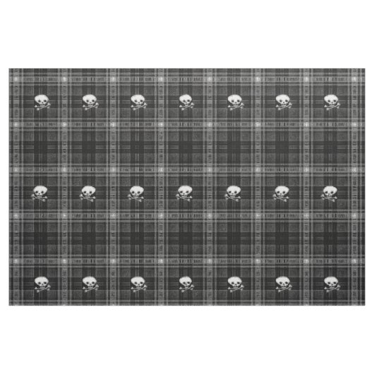 tissu Crâne tendance noir blanc plaid cool (Yard)