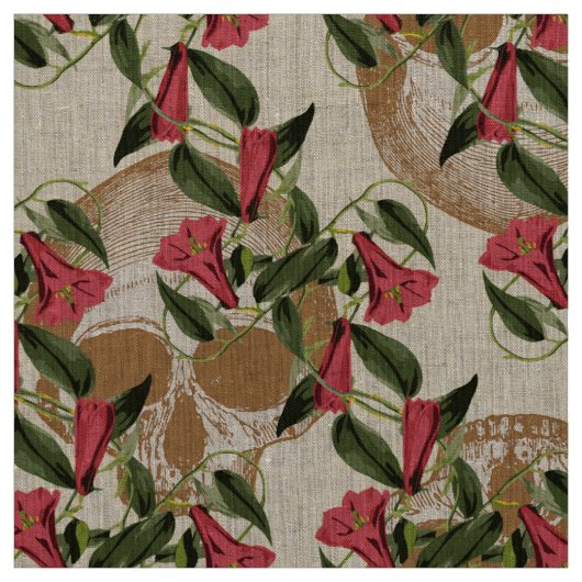 Tissu Crânes dans le jardin (clair) (Échantillon)