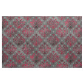 Tissu Crânes et Damas rouges sur gris (Fat Quarter)