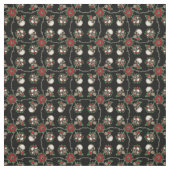 Tissu Crânes et fils barbelés (Échantillon)
