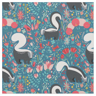 Tissu Crânes et fleurs