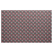 Tissu Crânes et fleurs rouges sur gris (Yard)