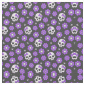 Tissu Crânes et fleurs violettes (Fermer)