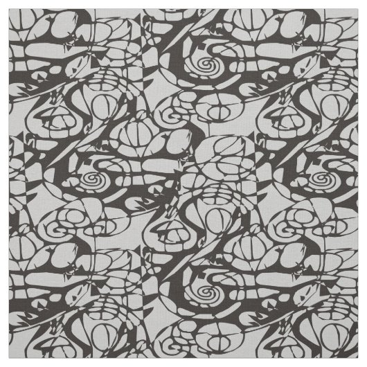 Tissu Crazy Spirals Lines noir II + votre backgr. & idée (Échantillon)