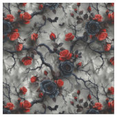 Tissu Create Your Own Bats Red Rose Gothic Grey (Détail)