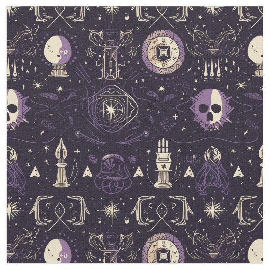 Tissu Create Your Own Purple & Gold Magic Symbols Black (Fermer)