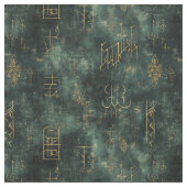 Tissu Create Your Own Teal Gold Arcane Scribbles Black (Fermer)
