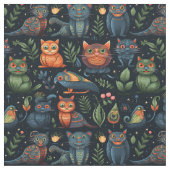 Tissu Create Your Own Wild Goblin Cats Birds Black (Fermer)