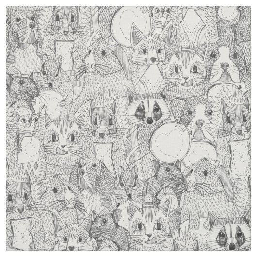 Tissu créatures croisées folles de point (Échantillon)