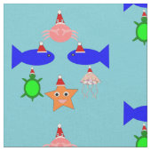 Tissu Créatures de la mer de Noël (Fermer)