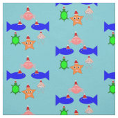 Tissu Créatures de la mer de Noël (Échantillon)