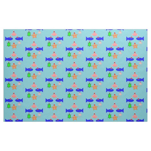 Tissu Créatures de la mer de Noël (Fat Quarter)