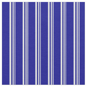 Tissu Crème à la menthe et Motif à rayures bleues foncée