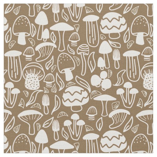 Tissu Crème Brown aux champignons (Fermer)