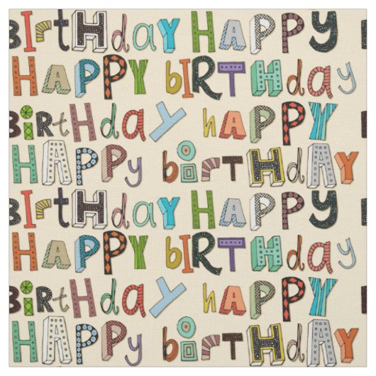 Tissu crème de joyeux anniversaire (Échantillon)