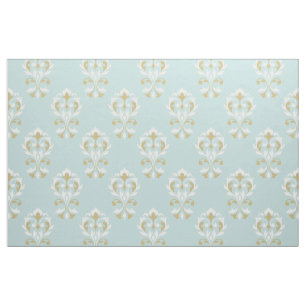 Tissu Crème et or de la damassé RPT Ptn de coeur sur l