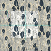 Tissu Crème feuille et plumes (Carreau)