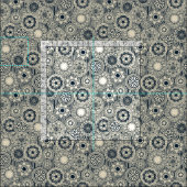 Tissu crème indigo du cirque de mandala (Carreau)