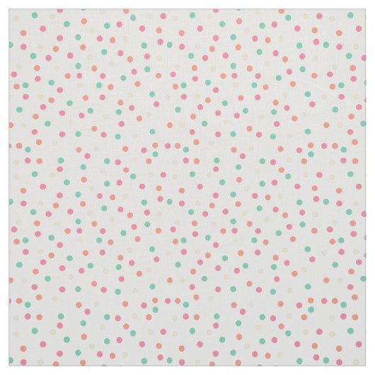 Tissu Crème, Rose, Orange, Jaune, Pois verts (Échantillon)