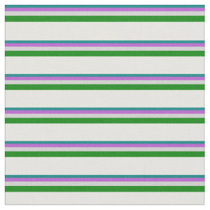 Tissu Crème turquoise, orchidée, gris clair, verte et à