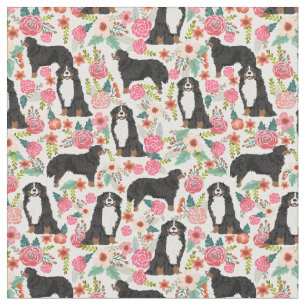 Tissu Crème vintage florale de Bernese Mountain Dog