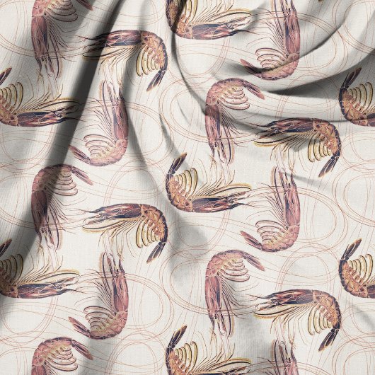 Tissu Crevettes roses Long Antenne Motif