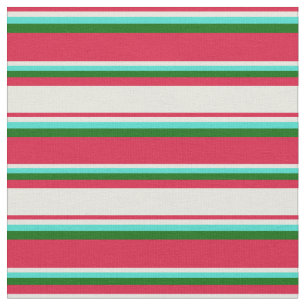 Tissu Crimson, Beige, Turquoise et Vert foncé