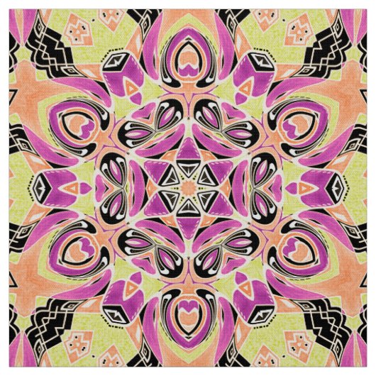 Tissu Crimson, mandala multicolore, mandala, lime, (Échantillon)