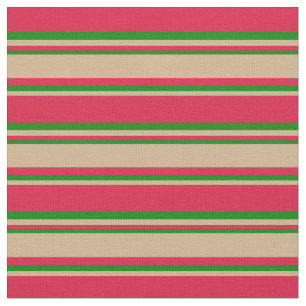 Tissu Crimson, Tan et Motif vert